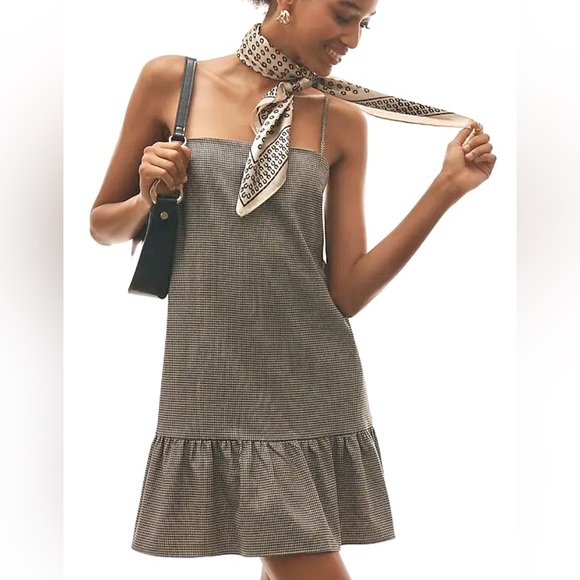 Maeve Square Neck Houndstooth Mini Dress - Picture 3 of 10